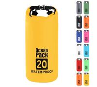 MOMAHUA 20L Waterproof Dry Bag Backpack with Double Shoulder Straps - Yellow Durable PVC Roll Top Dry Sack - Heavy Duty Reusable Rucksack for Kayaking, Boating, Beach & Travel