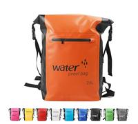 MOMAHUA 25L Waterproof Dry Bag Backpack with Double Shoulder Straps - Orange Durable PVC Roll Top Dry Sack - Heavy Duty Reusable Rucksack for Kayaking, Boating, Beach & Travel