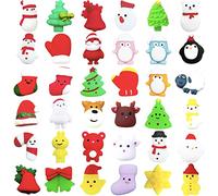 MOMAHUA 30 Pack Christmas Mochi Squishy Toys, Mini Kawaii Stress Squeeze Toy Moji Toys Xmas Squishies Mochies Fidget Toys for Party Bag Fillers Kids Girls Boys Birthday Gift, Christmas Stocking Filler