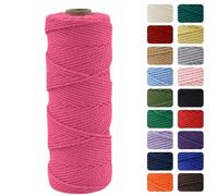 MOMAHUA 3mm Macrame Cord 100m, Rose Red Cotton Craft Rope | Rose Red Cotton Cord for Valentine's, Weddings, Gift Wrapping, Macrame, Wreaths, Garlands and Handmade Decor