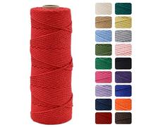 MOMAHUA 3MM Macrame Cord Rope 100m Red Chemical Free Rope for DIY Crafts,Home Decor and Gift Wrapping,Christmas Wedding Decors