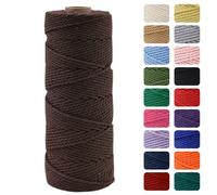 MOMAHUA 3MM Macrame Cord Rope,Brown Natural Cotton Macrame Cord,100 Meters Twine Rope Craft String Without Chemicals for DIY Crafts,Gift Wrapping,Christmas Wedding Decors