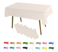 MOMAHUA 6 Pack Beige Table Cloth Party Tablecloths, 137x274cm Rectangle Table Covers, Large Wipe Clean Plastic Tablecloth Party for Picnic, Baby Shower, Halloween Party, Christmas Table Décor