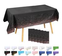 MOMAHUA 6 Pack Black and Red Rose Gold Dot Table Cloth Party Tablecloths, 137x274cm Confetti Rectangle Plastic Table Cover for Picnic, Baby Shower, Wedding, Birthday, Xmas Halloween Table Décor