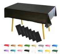 MOMAHUA 6 Pack Black Table Cloth Party Tablecloths, 137x274cm Rectangle Table Covers, Large Wipe Clean Plastic Tablecloth Party for Picnic, Baby Shower, Halloween Party, Christmas Table Décor