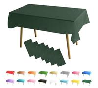 MOMAHUA 6 Pack Christmas Green Table Cloth Party Tablecloths, 137x274cm Rectangle Table Covers, Large Wipe Clean Plastic Tablecloth Party for Picnic, Baby Shower, Halloween Party, Xmas Table Décor