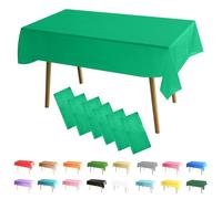 MOMAHUA 6 Pack Dark Green Table Cloth Party Tablecloths, 137x274cm Rectangle Table Covers, Large Wipe Clean Plastic Tablecloth Party for Picnic, Baby Shower, Halloween Party, Christmas Table Décor