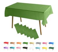 MOMAHUA 6 Pack Grass Green Table Cloth Party Tablecloths, 137x274cm Rectangle Table Covers, Large Wipe Clean Plastic Tablecloth Party for Picnic, Baby Shower, Halloween Party, Christmas Table Décor