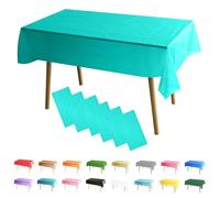 MOMAHUA 6 Pack Lake Blue Table Cloth Party Tablecloths, 137x274cm Rectangle Table Covers, Large Wipe Clean Plastic Tablecloth Party for Picnic, Baby Shower, Halloween Party, Christmas Table Décor