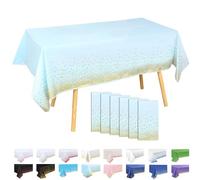 MOMAHUA 6 Pack Light Blue and Gold Dots Table Cloth Party Tablecloths, 137x274cm Confetti Rectangle Plastic Table Cover for Picnic, Baby Shower, Wedding, Birthday, Xmas Halloween Table Décor