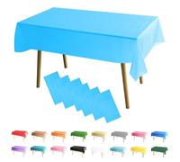 MOMAHUA 6 Pack Light Blue Table Cloth Party Tablecloths, 137x274cm Rectangle Baby Blue Table Covers, Large Wipe Clean Plastic Sky Blue Tablecloth Party for Picnic, Baby Shower, Christmas Table Décor