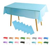 MOMAHUA 6 Pack Light Blue Table Cloth Party Tablecloths, 137x274cm Rectangle Table Covers, Large Wipe Clean Plastic Tablecloth Party for Picnic, Baby Shower, Halloween Party, Christmas Table Décor