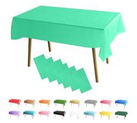 MOMAHUA 6 Pack Light Green Table Cloth Party Tablecloths, 137x274cm Rectangle Table Covers, Large Wipe Clean Plastic Tablecloth Party for Picnic, Baby Shower, Halloween Party, Christmas Table Décor