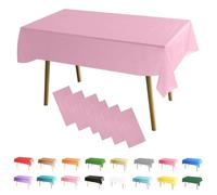 MOMAHUA 6 Pack Light Pink Table Cloth Party Tablecloths, 137x274cm Rectangle Table Covers, Large Wipe Clean Plastic Tablecloth Party for Picnic, Baby Shower, Halloween Party, Christmas Table Décor