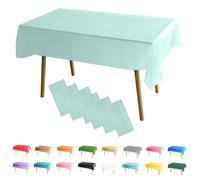 MOMAHUA 6 Pack Macaron Green Table Cloth Party Tablecloths, 137x274cm Rectangle Table Covers, Large Wipe Clean Plastic Tablecloth Party for Picnic, Baby Shower, Halloween Party, Christmas Table Décor