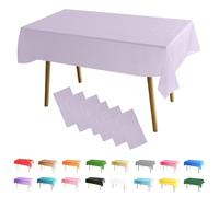 MOMAHUA 6 Pack Macaron Purple Table Cloth Party Tablecloths, 137x274cm Rectangle Table Covers, Large Wipe Clean Plastic Tablecloth Party for Picnic, Baby Shower, Halloween Party, Christmas Table Décor