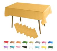 MOMAHUA 6 Pack Macaron Yellow Table Cloth Party Tablecloths, 137x274cm Rectangle Table Covers, Large Wipe Clean Plastic Tablecloth Party for Picnic, Baby Shower, Halloween Party, Christmas Table Décor