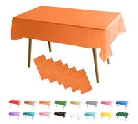 MOMAHUA 6 Pack Orange Table Cloth Party Tablecloths, 137x274cm Rectangle Table Covers, Large Wipe Clean Plastic Tablecloth Party for Picnic, Baby Shower, Halloween Party, Christmas Table Décor
