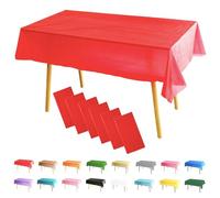 MOMAHUA 6 Pack Red Table Cloth Party Tablecloths, 137x274cm Rectangle Table Covers, Large Wipe Clean Plastic Tablecloth Party for Picnic, Baby Shower, Halloween Party, Christmas Table Décor