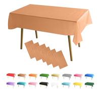 MOMAHUA 6 Pack Rose Gold Table Cloth Party Tablecloths, 137x274cm Rectangle Table Covers, Large Wipe Clean Plastic Tablecloth Party for Picnic, Baby Shower, Halloween Party, Christmas Table Décor