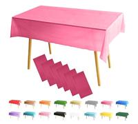 MOMAHUA 6 Pack Rose Red Table Cloth Party Tablecloths, 137x274cm Rectangle Table Covers, Large Wipe Clean Plastic Tablecloth Party for Picnic, Baby Shower, Halloween Party, Christmas Table Décor