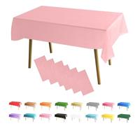 MOMAHUA 6 Pack Watermelon Pink Table Cloth Party Tablecloths, 137x274cm Rectangle Table Covers, Large Wipe Clean Plastic Tablecloth Party for Picnic, Baby Shower, Halloween Party, Xmas Table Décor