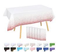 MOMAHUA 6 Pack White and Red Dots Table Cloth Party Tablecloths, 137x274cm Confetti Rectangle Plastic Table Cover for Picnic, Baby Shower, Wedding, Birthday, Xmas Halloween Table Décor
