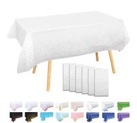 MOMAHUA 6 Pack White and Red Rose Gold Dots Table Cloth Party Tablecloths, 137x274cm Confetti Rectangle Plastic Table Cover for Picnic, Baby Shower, Wedding, Birthday, Xmas Halloween Table Décor