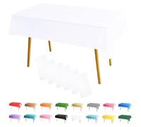 MOMAHUA 6 Pack White Table Cloth Party Tablecloths, 137x274cm Rectangle Table Covers, Large Wipe Clean Plastic Tablecloth Party for Picnic, Baby Shower, Halloween Party, Christmas Table Décor