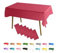 MOMAHUA 6 Pack Wine Red Table Cloth Party Tablecloths, 137x274cm Rectangle Table Covers, Large Wipe Clean Plastic Tablecloth Party for Picnic, Baby Shower, Halloween Party, Christmas Table Décor