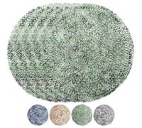 MOMAHUA Black Placemats Set of 4,38CM/15inch Round Place mats for Table,Woven Table Mats,Heat Resistant Non-Slip,Elegance Design Dinning Mats for Wedding,Restaurant,Party Decors(F)