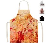 MOMAHUA Halloween Apron Blood Splatter for Adult,65x75cm Scary Bloody Butcher Costume Cosplay Accessories,Adjustable Waterproof Kitchen Cooking Waitress Chef Orange Apron