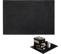 MOMAHUA Rubber Bar Mat 45x30x1cm, Rubber Bar Service Mat, Bar Coffee Drip Mat Black Silicone Drainage Tray Non-Slip Espresso Machine Mat Heat Resistant Countertop Protector Pad for Home Cafe Barista