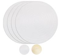 MOMAHUA Silver Placemats Set of 4,38CM/15inch Round Place mats for Table,PVC Table Mats,Heat Resistant Non-Slip,Elegance Design Dinning Mats for Wedding,Restaurant,Party Decors(B)