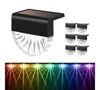 Moman 6 Pack Solar Garden Lights, IP55 Waterproof Color Changing, Warm White & RGB Outdoor Fence Lights, for Steps, Stairs, Yard Pathway Decor (SFL1 Shells)