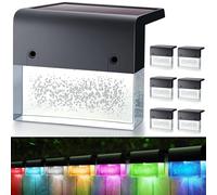 Moman 6 Pack Solar Garden Lights, IP55 Waterproof Color Changing, Warm White & RGB Outdoor Fence Lights, for Steps, Stairs, Yard Pathway Decor (SFL4 Cuboid)