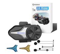 Moman CPX Motorcycle Headset - 24 Riders Mesh Intercom, 2000M Motorbike Helmet Communication System, Audio Multitasking AI Quad Noise Reduction BT5.4 Hi-Fi Stereo/Voice Assistant/FM/Waterproof, 1 Pack