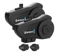 Moman H2Pro Motorcycle Headset - Universal Pairing, 2-Way Motorcycle Intercom 1000M Triple Noise Cancellation Motorbike Communication System Stereo Music Sharing AI Voice Waterproof, 2 Pack, Carbon