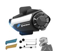 Moman H2S Motorcycle Helmet Headset - AI 4x Noise Cancellation, 2-Way Motorcycle Intercom 1000M Audio Multitasking, Motorbike Communication System Hi-Fi Stereo Music Sharing FM AI Voice, 1 Pack
