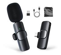 Moman Lavalier Wireless Microphone Lapel Microphone USB-C Wireless 2.4GHz Car Noise Canceling 120 m for Android Huawei Psmart Mate P40 Samsung Galaxy Type-C Mobile Phone Smartphone Laptop Tablet
