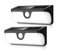 Moman Linkable Solar Wall Lights 2 Pack, Motion Sensor Outdoor Security Lights with Synchronised Activation, IP65 Waterproof LED Wall Lights for Balcony, Garden and Garage