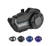 Moman Motorbike Intercom, H2 Pro 【1 Pack Black】2-Way 1000M Motorcycle Intercom DSP&CVC Noise Cancellation Helmet Headset Communication System Hi-Fi Stereo Music Sharing FM AI Voice Waterproof
