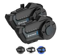 Moman Motorbike Intercom, H2 Pro 【2 Pack Carbon Fiber】2-Way 1000M Motorcycle Intercom DSP&CVC Noise Cancellation Helmet Headset Communication System Hi-Fi Stereo Music Sharing FM AI Voice Waterproof