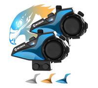 Moman Motorbike Intercom, H2E 2-Way 1000M Motorcycle Intercom Eagle-Like Universal Pairing Triple Noise Cancellation Helmet Headset Communication System Audio Multitasking Hi-Fi Music Sharing, 2 Pack