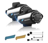 Moman Motorbike Intercom, H2S 2-Way 1000M Motorcycle Intercom Triple Noise Cancellation Helmet Headset Communication System Audio Multitasking Hi-Fi Stereo Music Sharing FM AI Voice Waterproof, 2 Pack