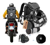 Moman Motorcycle Helmet Backpack, BM2 Multifunctional Motorbike Helmet Bag Waterproof with Helmet Rain Cover Holder Large Capacity Laptop Rucksack Hiking Backpack for Travel Cycling Camping