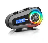 Moman Motorcycle Helmet Headset, H4M with 【LCD Screen & 6 EQ Sound】 Motorbike Helmet Speaker Single Person Use Wireless 5.3 Headphone with HiFi Stereo FM Radio AI Voice Assitant IPX6 Waterproof