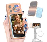Moman Phone Vlog Selfie Monitor Screen for iPhone 7-17 & Android, 3H Battery 1080P/4K Magnetic Back Camera Wireless Monitor for Selfie Vlog Tiktok YouTube Video Record Live Content Creation, Blue