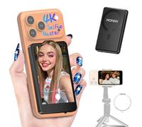 Moman Phone Vlog Selfie Monitor Screen for iPhone 7-17 & Android, 4K/1080P Magnetic Back Camera Wireless Monitor for Selfie Vlog Tiktok YouTube Video Record Live Content Creation, Matte Black