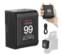 Moman Power 99 Mini V Mount Battery, 99Wh 6875mAh 14.4V, Portable V Lock Battery with PD 65W USB-C Fast Charge/Dual D Tap/USB A/BP, for Video Camera BMPCC 4K 6K Camcorder LED Monitor